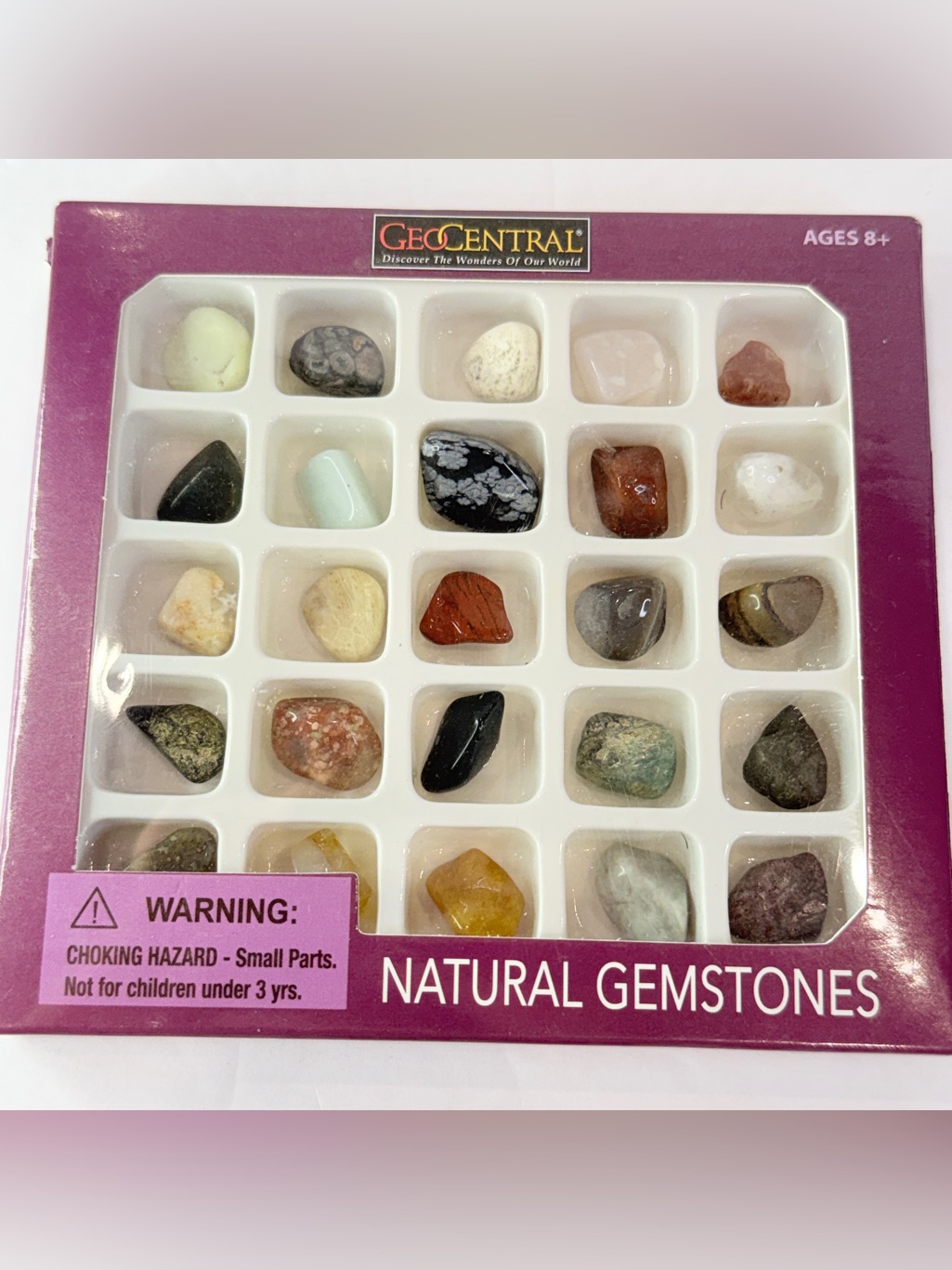 Natural Gemstones Collection Box 25 Mixed Tumbled Rocks Educational Set